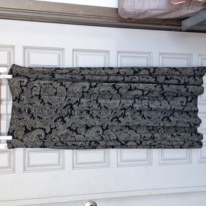 Susan Lawrence Retro Maxi Skirt SzM Paisley Knit Slit Front Black/Tan